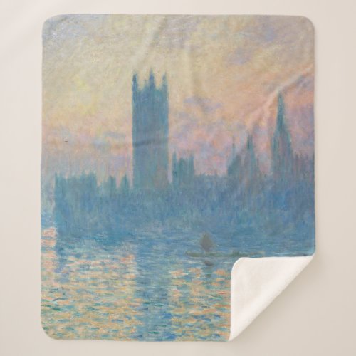 Claude Monet Houses of Parliament Sunset Sherpa Blanket