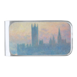 Claude Monet Houses of Parliament Sunset Silver Finish Money Clip