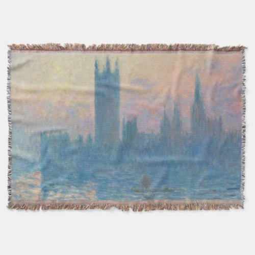 Claude Monet Houses of Parliament Sunset Throw Blanket