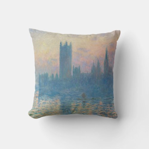 Claude Monet Houses of Parliament Sunset Throw Pillow