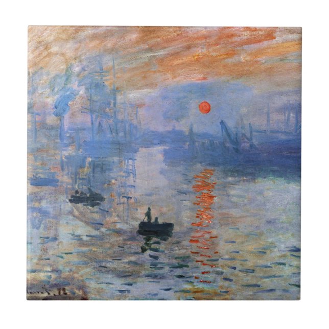 Claude Monet Impression Sunrise 1872 Harbor Art Ceramic Tile (Front)