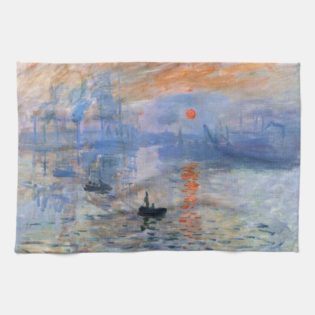 Claude Monet Impression Sunrise 1872 Harbor Art Kitchen Towel (Horizontal)