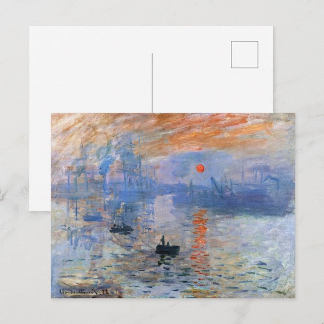 Claude Monet Impression Sunrise 1872 Harbor Art Postcard (Front/Back)