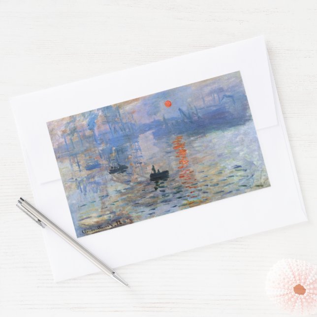 Claude Monet Impression Sunrise 1872 Harbor Art Rectangular Sticker (Envelope)