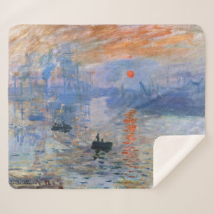 Claude Monet Impression Sunrise 1872 Harbor Art Sherpa Blanket