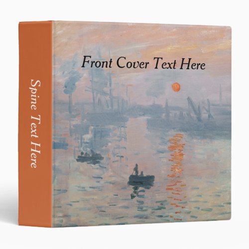 Claude Monet _ Impression Sunrise 3 Ring Binder