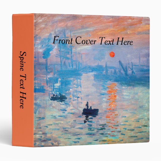 Claude Monet - Impression, Sunrise 3 Ring Binder (Front/Spine)