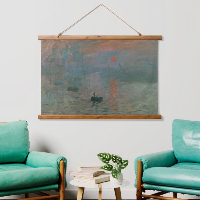 Claude Monet Impression Sunrise Fine Art Print Hanging Tapestry (Living Room)