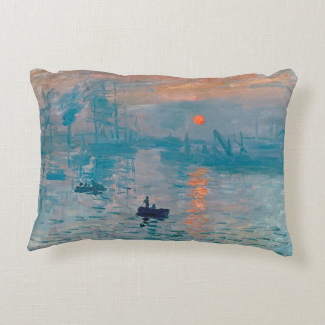 Claude Monet Impression Sunrise French Accent Pillow (Back)