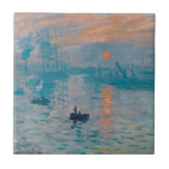 Claude Monet Impression Sunrise French Ceramic Tile<br><div class="desc">Monet Impressionism Painting - The name of this painting is Impression,  Sunrise,  a famous painting by French impressionist Claude Monet painted in 1872 and shown at the exhibition of impressionists in Paris in 1874. Sunrise shows the port of Le Havre.</div>