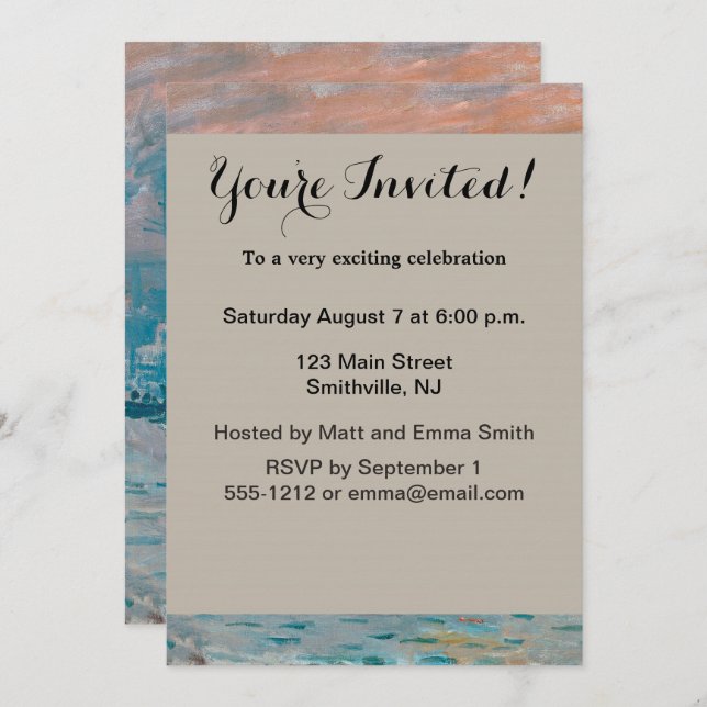 Claude Monet Impression Sunrise French Invitation (Front/Back)