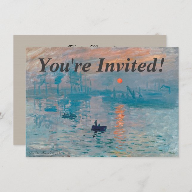 Claude Monet Impression Sunrise French Invitation (Front/Back)