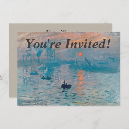 Claude Monet Impression Sunrise French Invitation