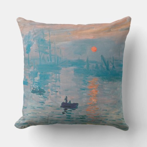 Claude Monet Impression Sunrise French Outdoor Pillow