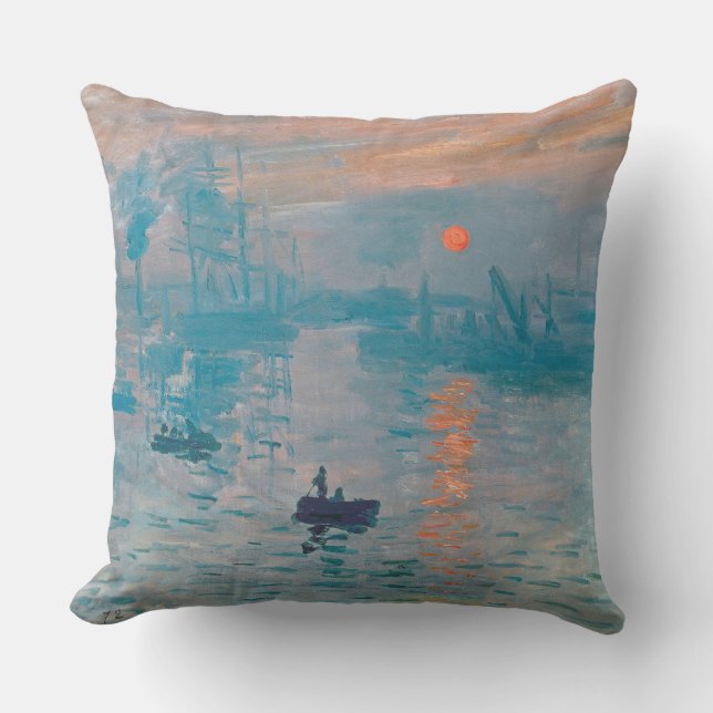 Claude Monet Impression Sunrise French Outdoor Pillow (Front)