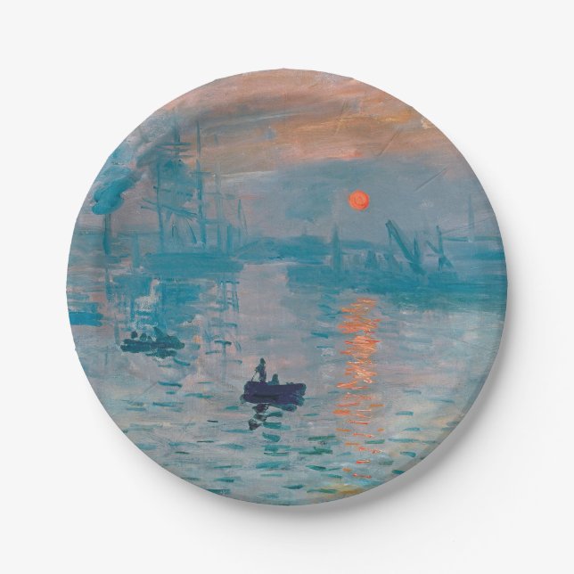 Claude Monet Impression Sunrise French Paper Plates (Front)
