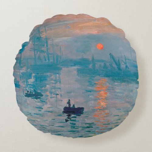 Claude Monet Impression Sunrise French Round Pillow