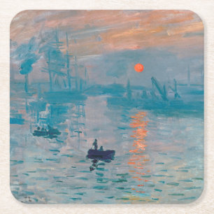 Claude Monet Impression Sunrise French Square Paper Coaster