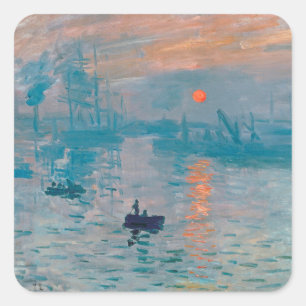 Claude Monet Impression Sunrise French Square Sticker