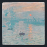 Claude Monet Impression Sunrise French Stone Coaster<br><div class="desc">Monet Impressionism Painting - The name of this painting is Impression,  Sunrise,  a famous painting by French impressionist Claude Monet painted in 1872 and shown at the exhibition of impressionists in Paris in 1874. Sunrise shows the port of Le Havre.</div>