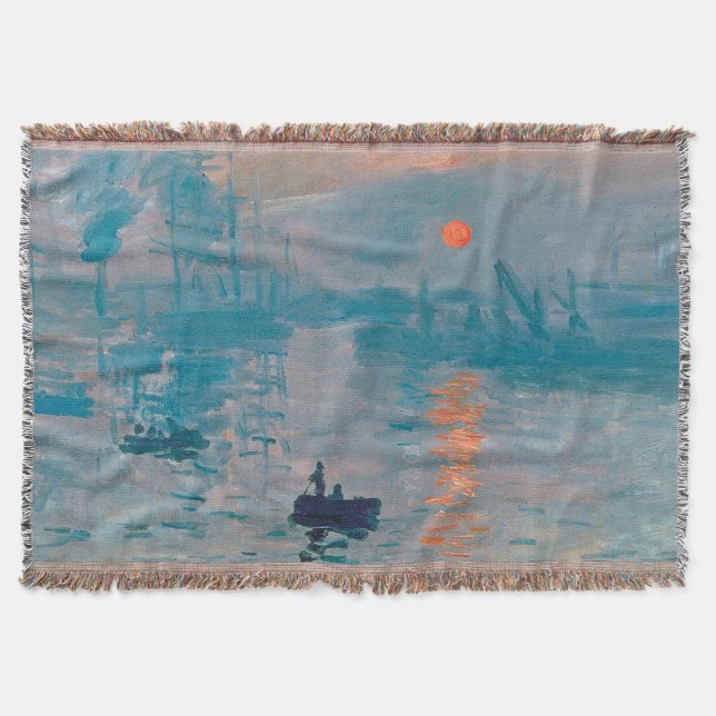 Claude Monet Impression Sunrise French Throw Blanket (Front)