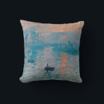 Claude Monet Impression Sunrise French Throw Pillow<br><div class="desc">Monet Impressionism Painting - The name of this painting is Impression,  Sunrise,  a famous painting by French impressionist Claude Monet painted in 1872 and shown at the exhibition of impressionists in Paris in 1874. Sunrise shows the port of Le Havre.</div>