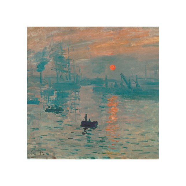Claude Monet Impression Sunrise French Wood Wall Art (Front)