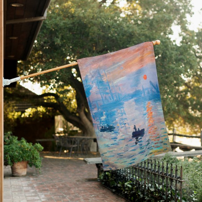 Claude Monet - Impression, Sunrise House Flag (In SItu)