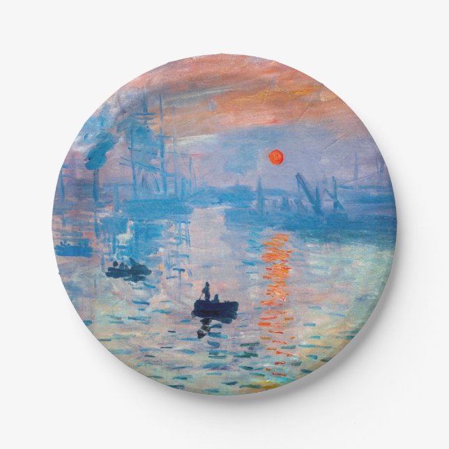 Claude Monet - Impression, Sunrise Paper Plates (Front)