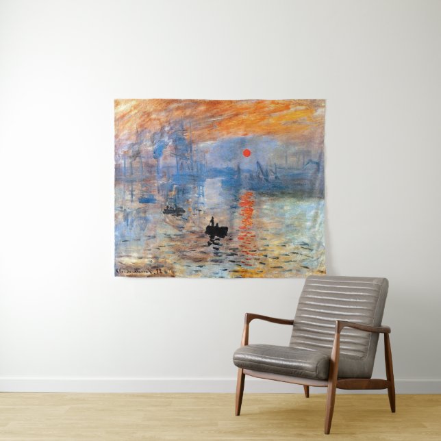 Claude Monet Impression Sunrise Poster Canvas Prin Tapestry (In Situ (Horizontal))