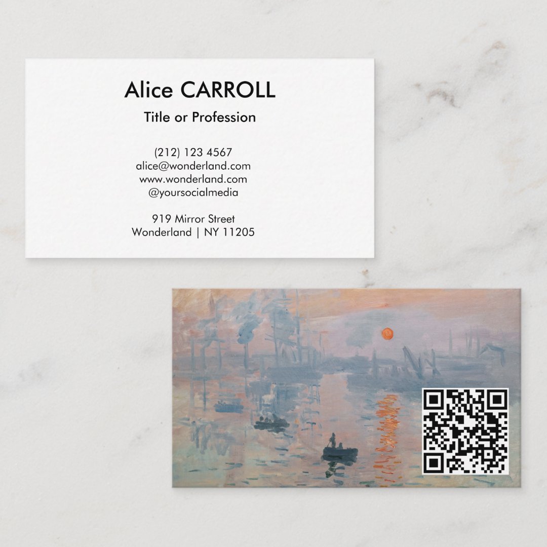 Claude Monet - Impression, Sunrise - QR Code Business Card | Zazzle