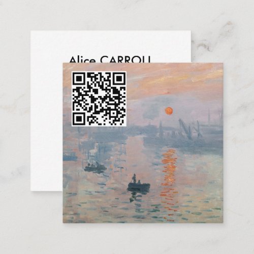 Claude Monet _ Impression Sunrise _ QR Code Square Business Card