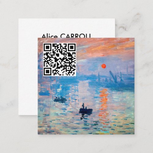 Claude Monet _ Impression Sunrise _ QR Code Square Business Card