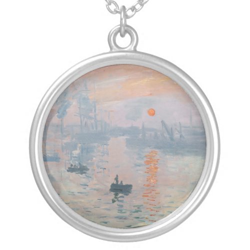 Claude Monet _ Impression Sunrise Silver Plated Necklace