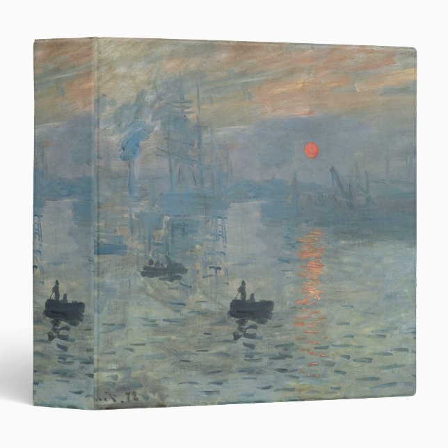 Claude Monet Impression Sunrise Soleil Levant 3 Ring Binder (Front/Spine)