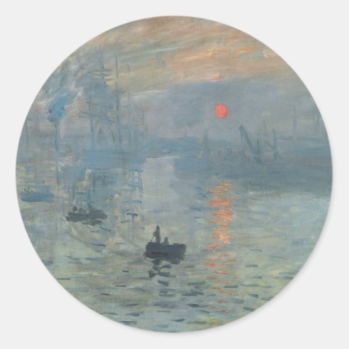 Claude Monet Impression Sunrise Soleil Levant Classic Round Sticker