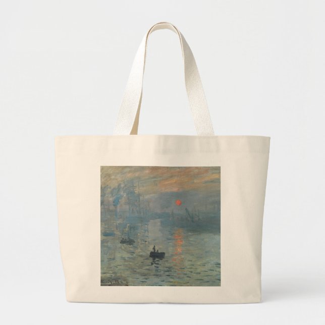 Claude Monet Impression Sunrise Soleil Levant Large Tote Bag (Front)