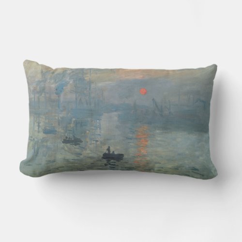 Claude Monet Impression Sunrise Soleil Levant Lumbar Pillow