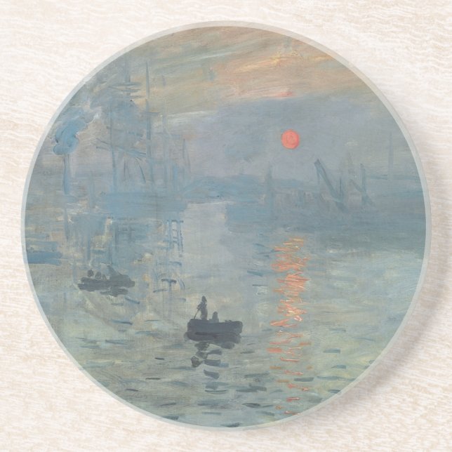 Claude Monet Impression Sunrise Soleil Levant Sandstone Coaster (Front)