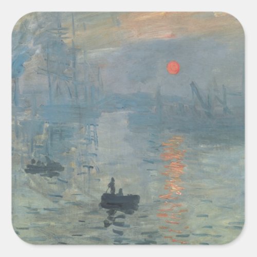 Claude Monet Impression Sunrise Soleil Levant Square Sticker