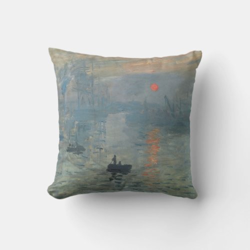 Claude Monet Impression Sunrise Soleil Levant Throw Pillow