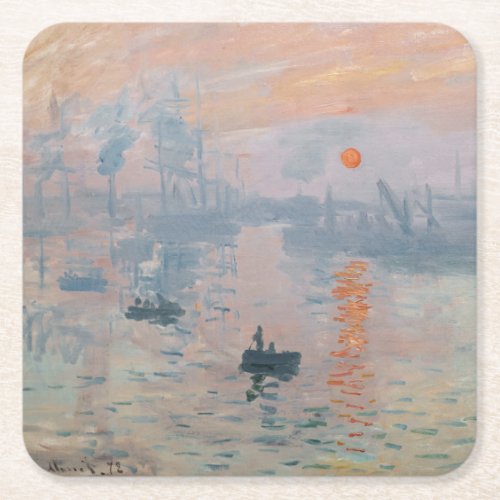 Claude Monet _ Impression Sunrise Square Paper Coaster