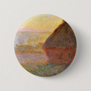 Claude Monet Impressionist Painting Graystaks I Button