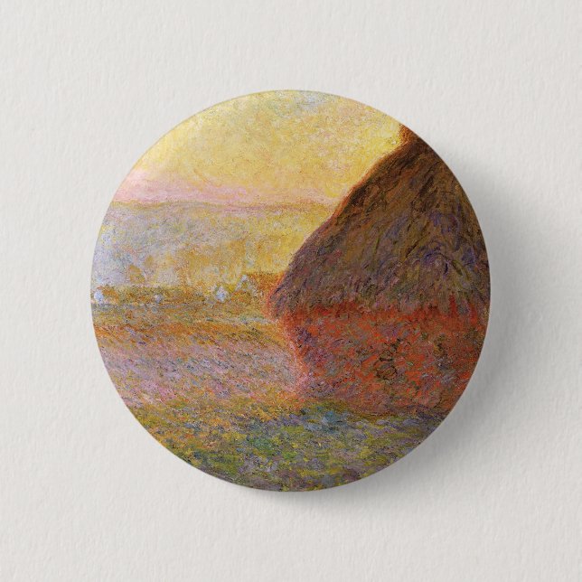Claude Monet Impressionist Painting Graystaks I Button (Front)