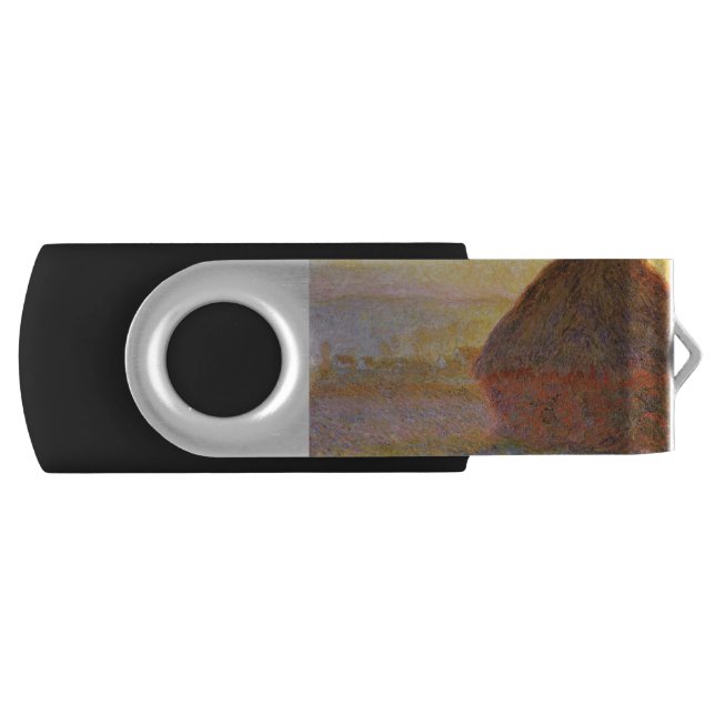 Claude Monet Impressionist Painting Graystaks I Flash Drive (Front)