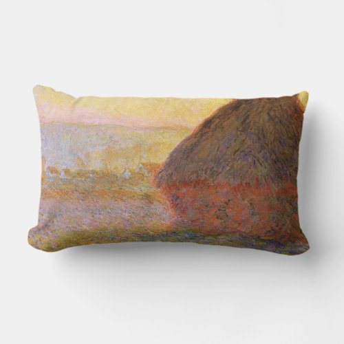Claude Monet Impressionist Painting Graystaks I Lumbar Pillow