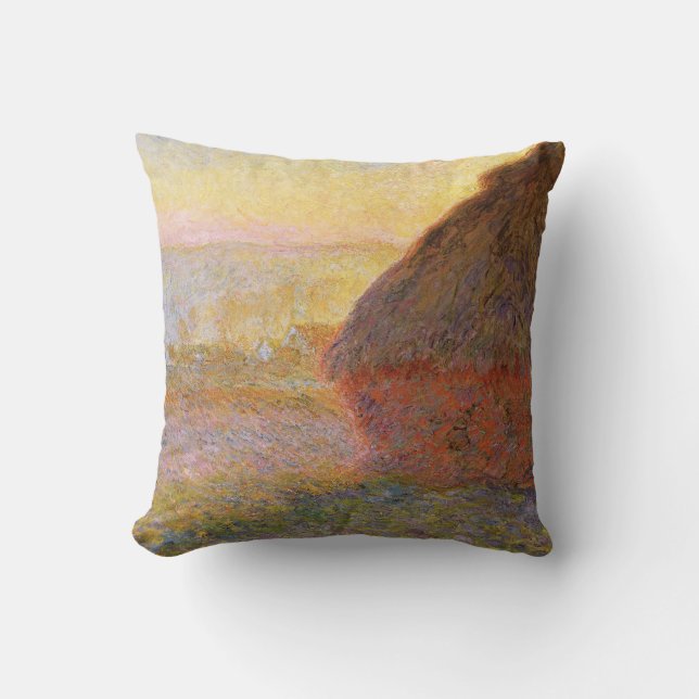 Claude Monet Impressionist Painting Graystaks I Throw Pillow (Front)