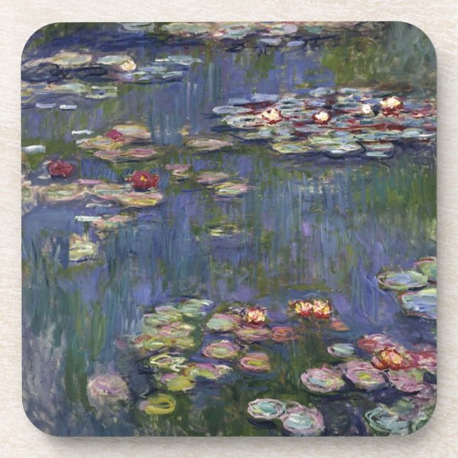 Claude Monet Impressionist Water Lillies Painting Beverage Coaster (Front)