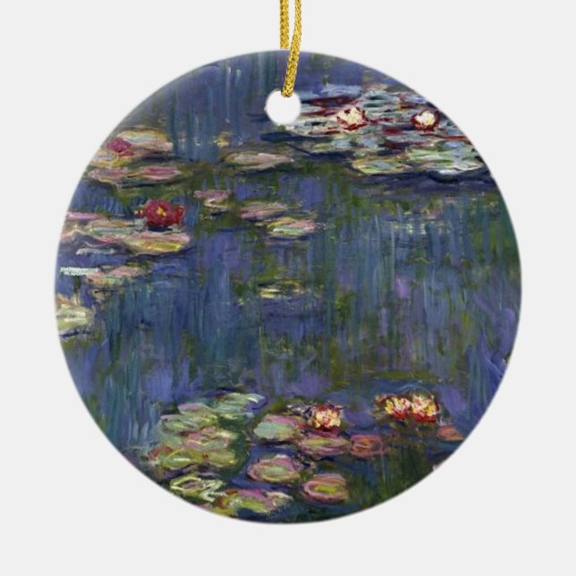 Claude Monet Impressionist Water Lillies Painting Ceramic Ornament (Front)