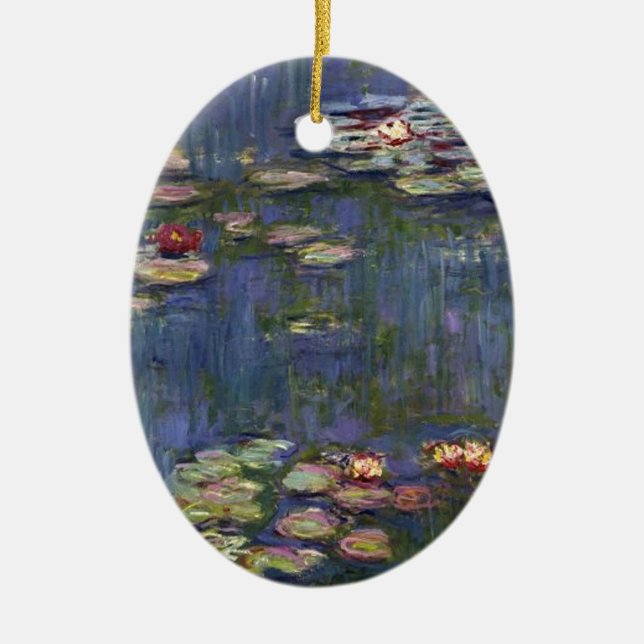 Claude Monet Impressionist Water Lillies Painting Ceramic Ornament (Front)